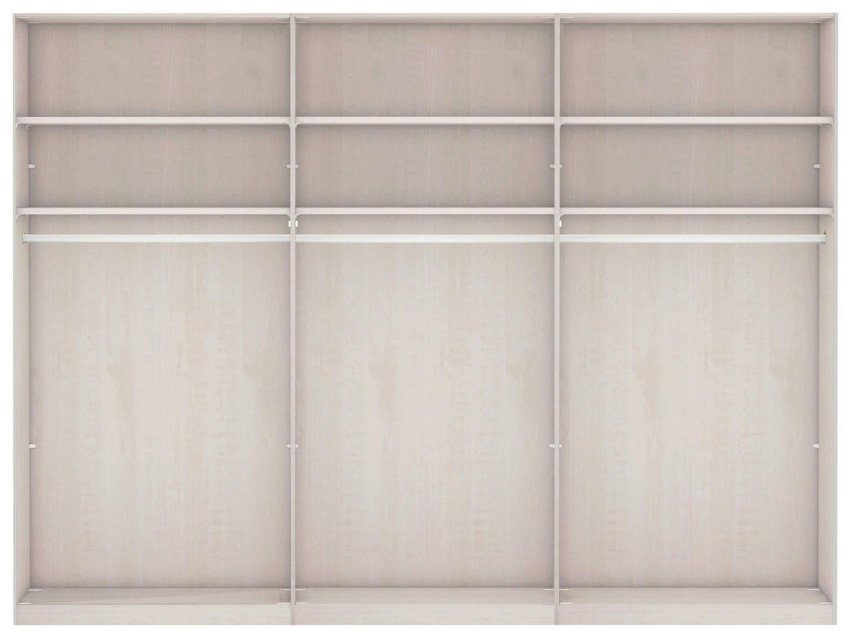 SCHWEBETÜRENSCHRANK 300/236/67 cm 2-türig Weiß, Eiche Bianco  - Chromfarben/Eiche Bianco, KONVENTIONELL, Glas/Holzwerkstoff (300/236/67cm) - Voleo