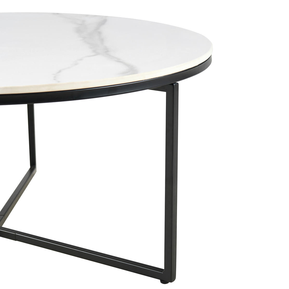 COUCHTISCH in Metall, Keramik 80/80/37 cm  - Weiss/Schwarz, Design, Keramik/Metall (80/80/37cm) - Livetastic