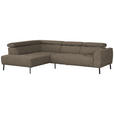 ECKSOFA in Chenille Hellbraun  205/280 cm  - Hellbraun/Schwarz, Design, Textil/Metall (205/280cm) - Xora