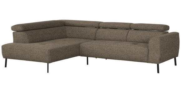 ECKSOFA in Chenille Hellbraun 205/280 cm - Hellbraun/Schwarz, Design, Textil/Metall (205/280cm) - Xora