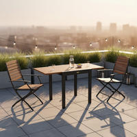 BALKONSET Graphitfarben, Naturfarben 3-teilig  - Graphitfarben/Naturfarben, MODERN, Holz/Metall - Gardenson