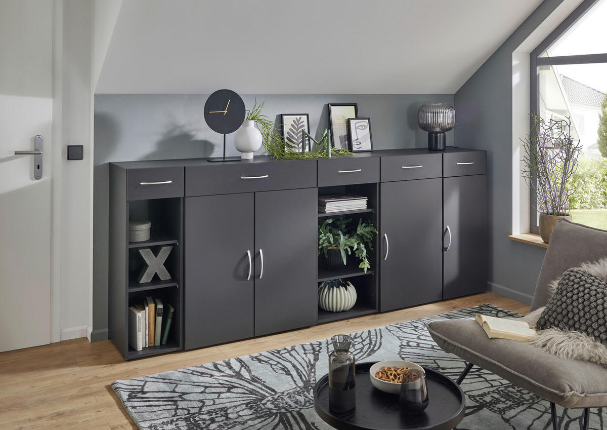 WÄSCHESCHRANK 40/185/40 cm  in Graphitfarben  - Alufarben/Graphitfarben, KONVENTIONELL, Holzwerkstoff/Kunststoff (40/185/40cm) - Xora