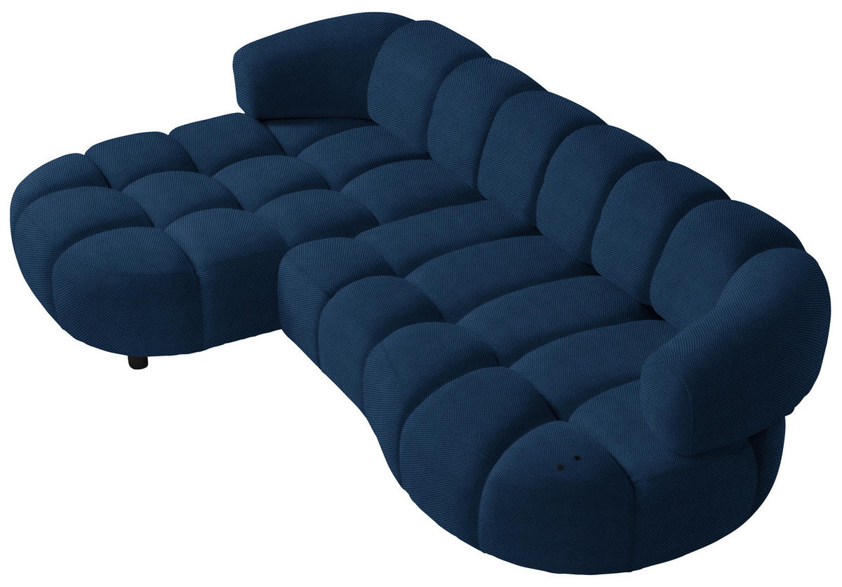 ECKSOFA in Webstoff Royalblau  183/284 cm  - Royalblau/Schwarz, Design, Holz/Textil (183/284cm) - Welnova