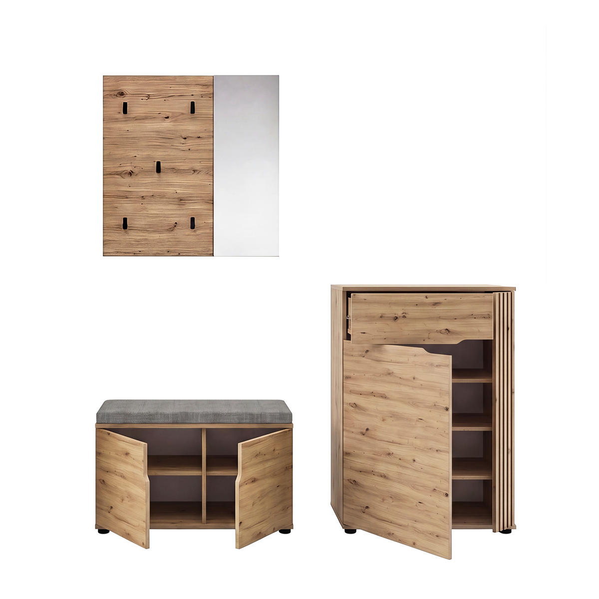 GARDEROBE 3-teilig  in 175/191/37 cm  - Eiche Artisan, Design, Holzwerkstoff (175/191/37cm) - MID.YOU