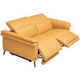 3-SITZER-SOFA Echtleder Currygelb  - Currygelb/Schwarz, Design, Leder/Metall (210/79/104cm) - Emilio Belluti