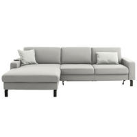 ECKSOFA  in Cord Greige Rücken echt, Sitztiefenverstellung  185/298 cm  - Greige/Schwarz, Design, Textil/Metall (185/298cm) - Pure Home Lifestyle