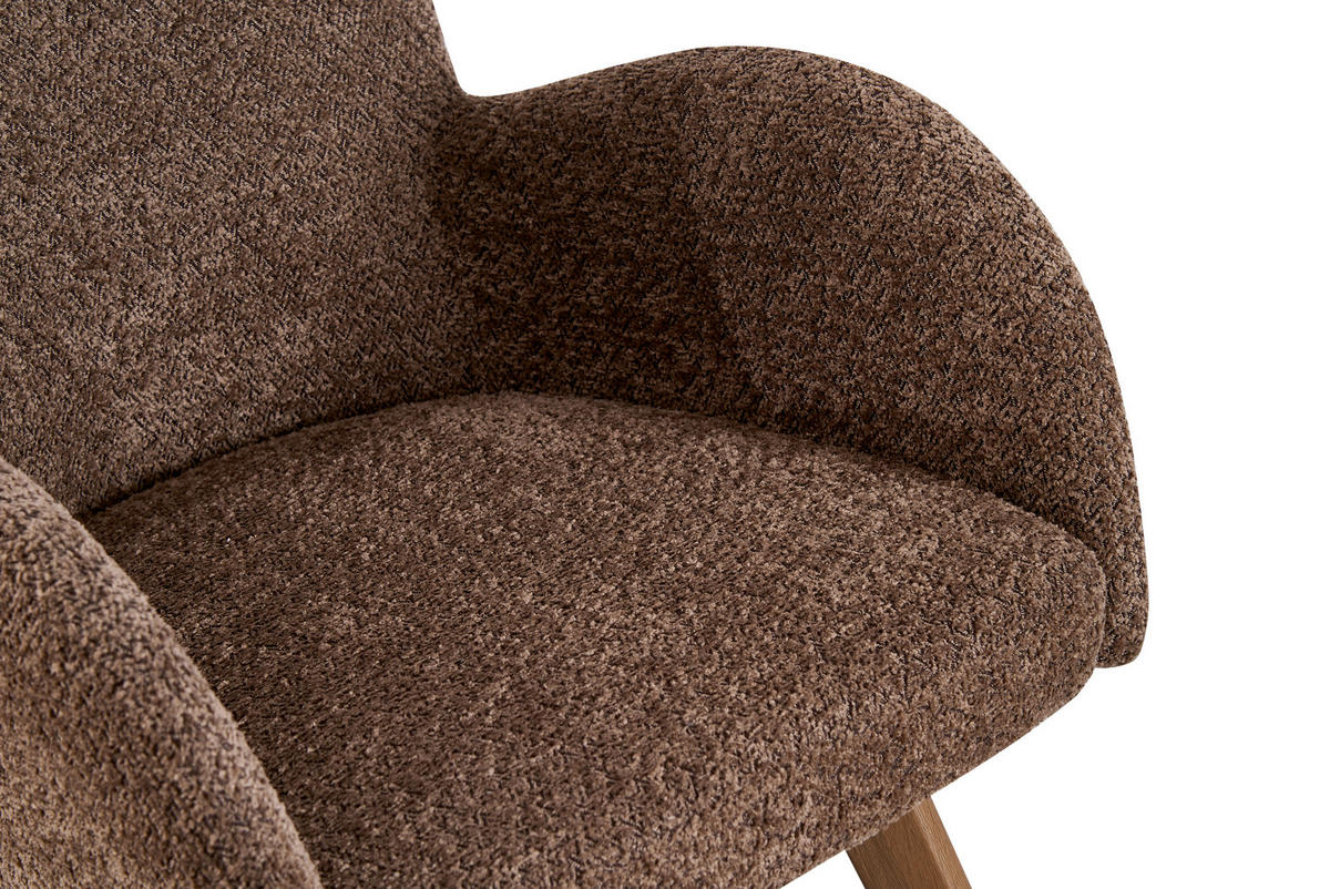 ARMLEHNSTUHL  inklusive Armlehnen Bouclé, Teddystoff  - Eichefarben/Braun, MODERN, Holz/Textil (57/85/63cm) - MID.YOU