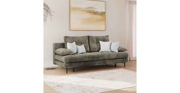SCHLAFSOFA  mit Liegefunktion, Schlafen auf Sitzhöhe, Rücken echt Chenille Mokka  - Schwarz/Mokka, KONVENTIONELL, Textil/Metall (203/94/96cm) - Carryhome