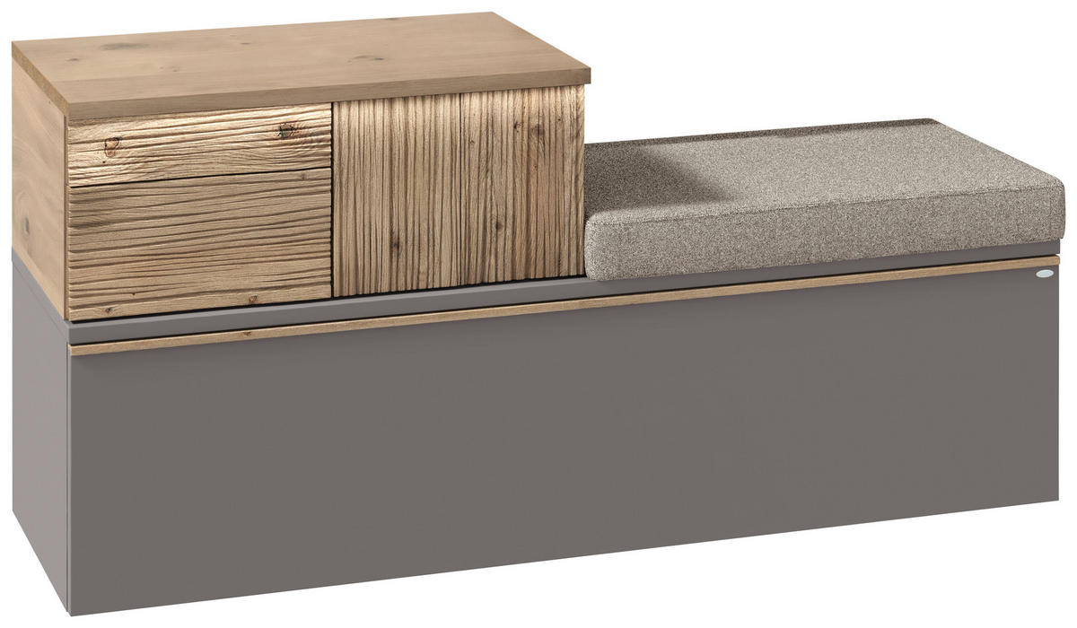 GARDEROBENBANK  in 128/62/42,9 cm  - Wildeiche/Grau, Design, Holz/Holzwerkstoff (128/62/42,9cm) - Voglauer