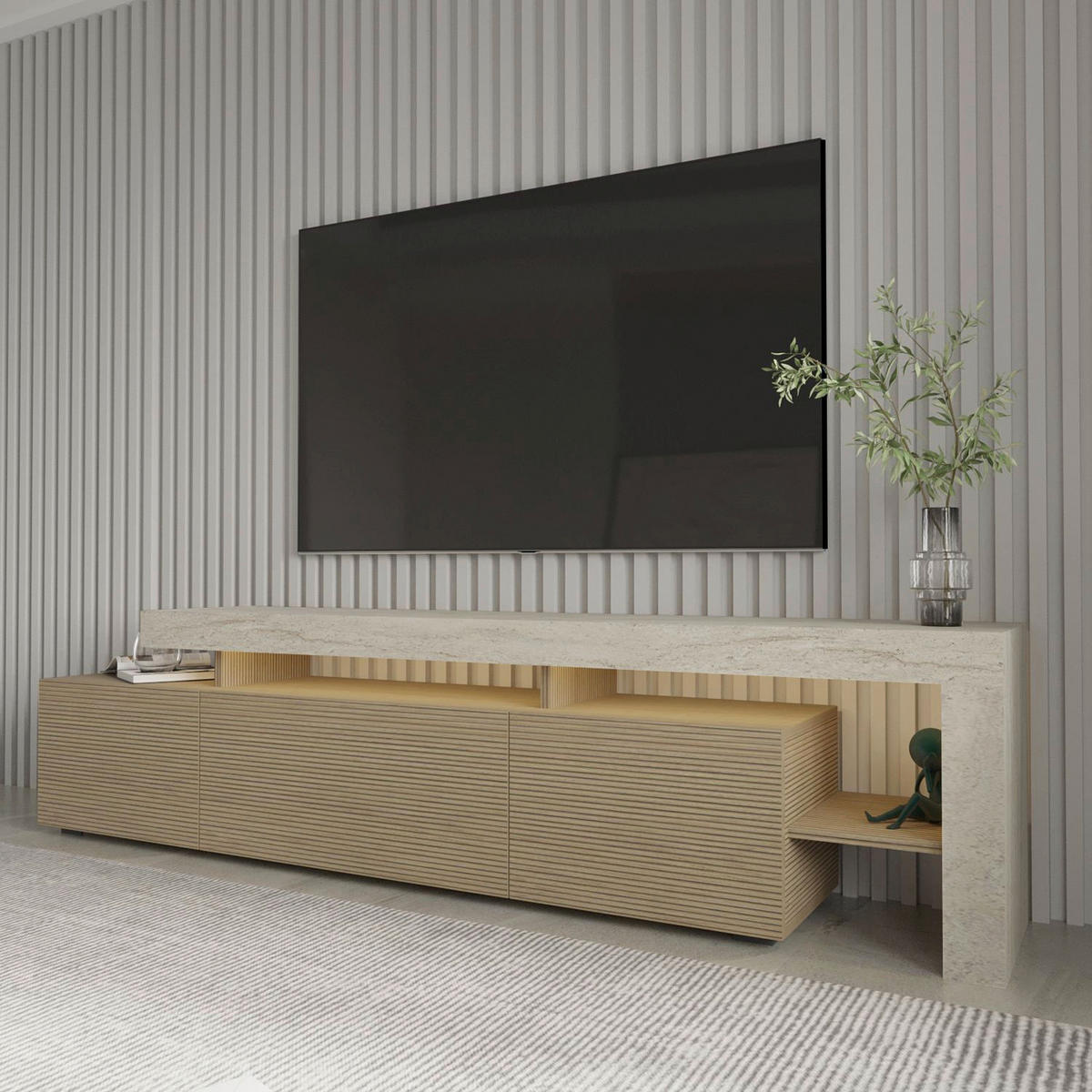 TV-ELEMENT 192/53/37 cm  - Eichefarben/Beige, MODERN, Holzwerkstoff (192/53/37cm)
