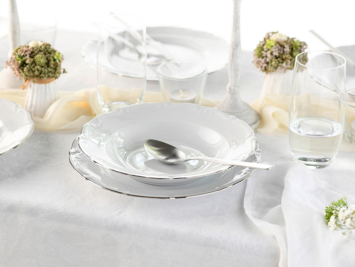 SERVIS Maria Theresia Platin 18 delar  - vit/platinafärgad, Basics, keramik (36,5/30,5cm) - Creatable