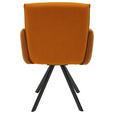 ARMLEHNSTUHL  Sitzfläche 180° drehbar, automatische Rückholfunktion Webstoff, Mikrofaser  - Schwarz/Orange, Design, Textil/Metall (60/96/61cm) - Linea Natura