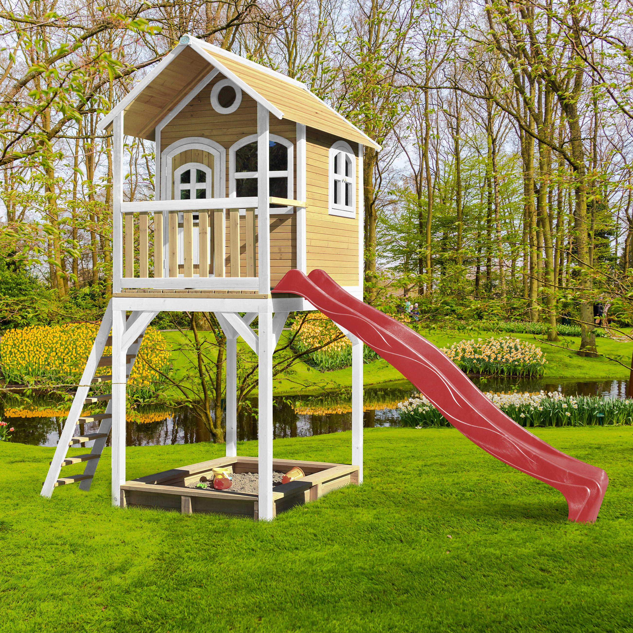 SPIELTURM 420/320/191 cm SPIELTURM ROMY  - Rot/Braun, KONVENTIONELL, Holz/Kunststoff (420/320/191cm) - Ambia Garden