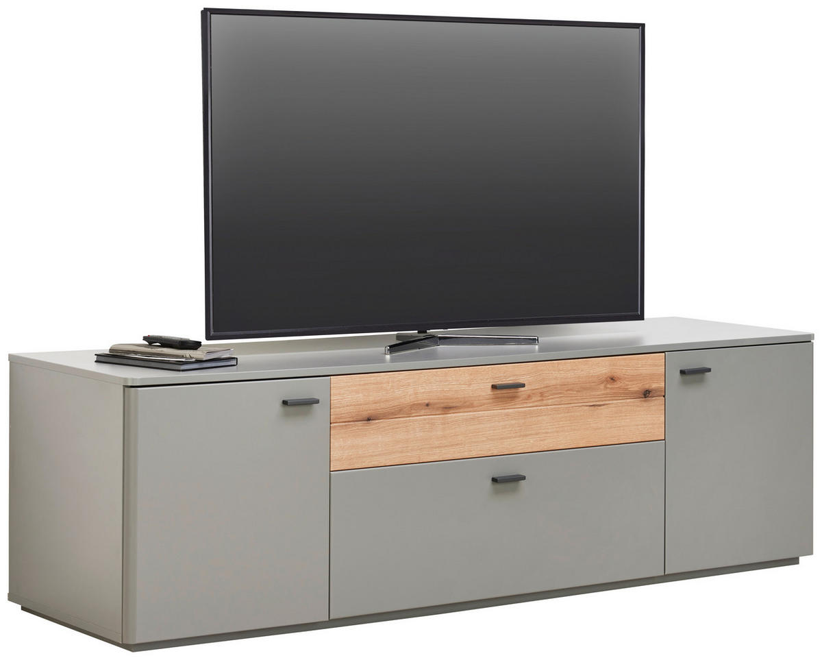 LOWBOARD  in 180/55/50 cm  - Dunkelgrau/Eichefarben, Design, Holzwerkstoff/Metall (180/55/50cm) - Stylife