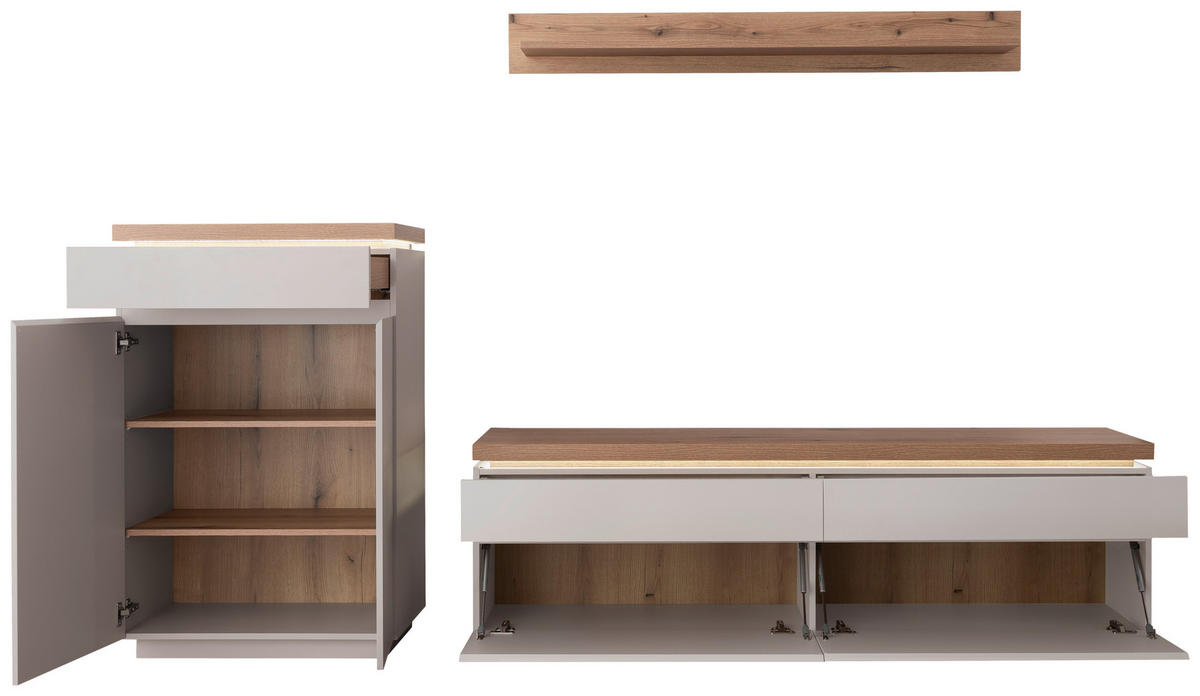 WOHNWAND  Eichefarben, Kaschmir 270/172/40 cm  - Kaschmir/Eichefarben, Design, Holzwerkstoff (270/172/40cm) - Livetastic