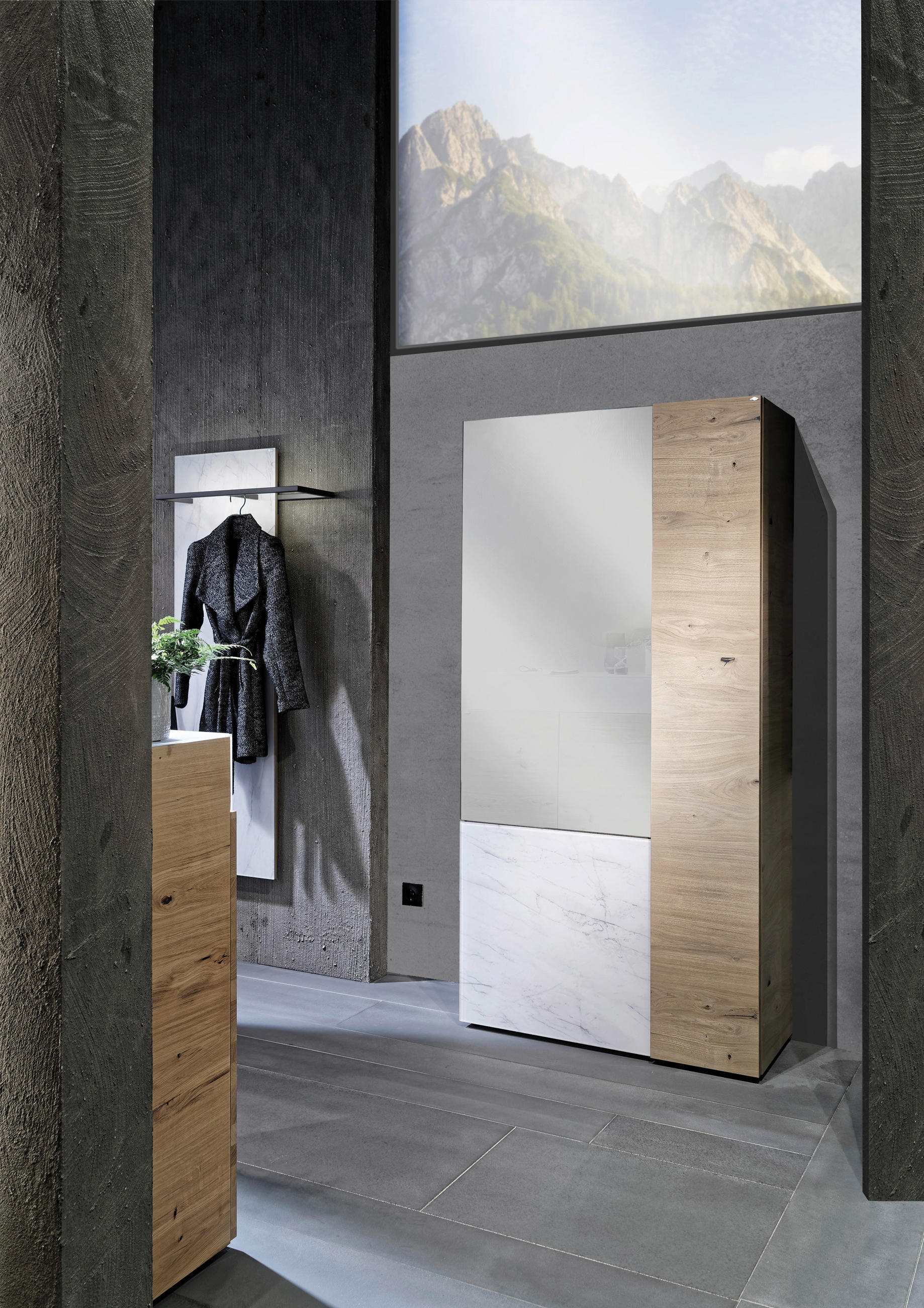GARDEROBENSCHRANK in 96/194/41,6 cm - Eichefarben/Weiß, Natur, Glas/Holz (96/194/41,6cm) - Voglauer