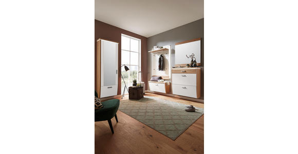 GARDEROBENBANK Wildeiche furniert, massiv Eichefarben, Weiß - Eichefarben/Alufarben, Design, Holz/Metall (92/42,5/31cm) - Dieter Knoll