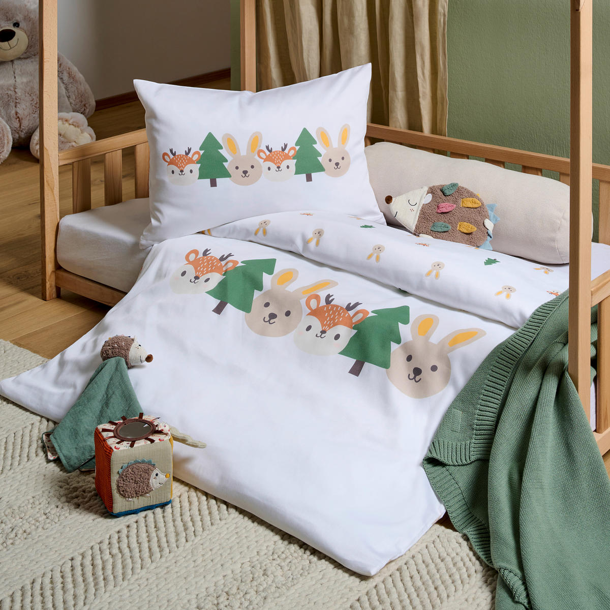 BABYBETTWÄSCHESET 100/135 cm  - Weiss/Beige, Basics, Textil (100/135cm) - Patinio