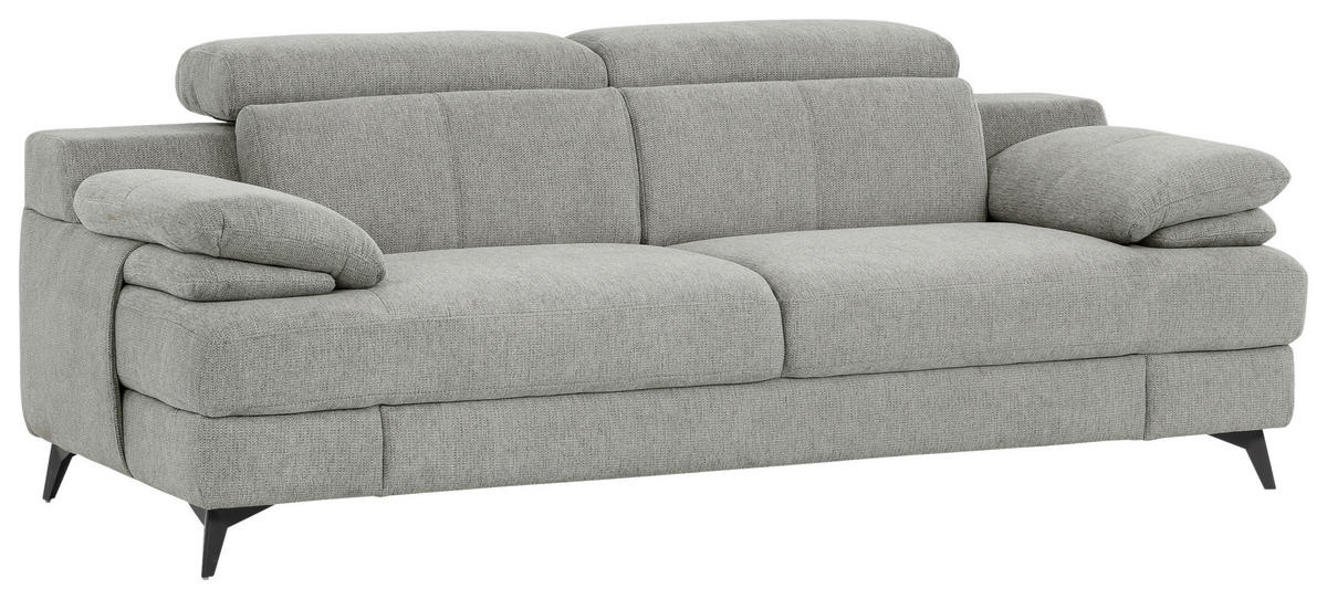 2-SITZER-SOFA  in Chenille Beige  - Beige/Schwarz, Design, Textil/Metall (205/80-98/104cm) - Livetastic