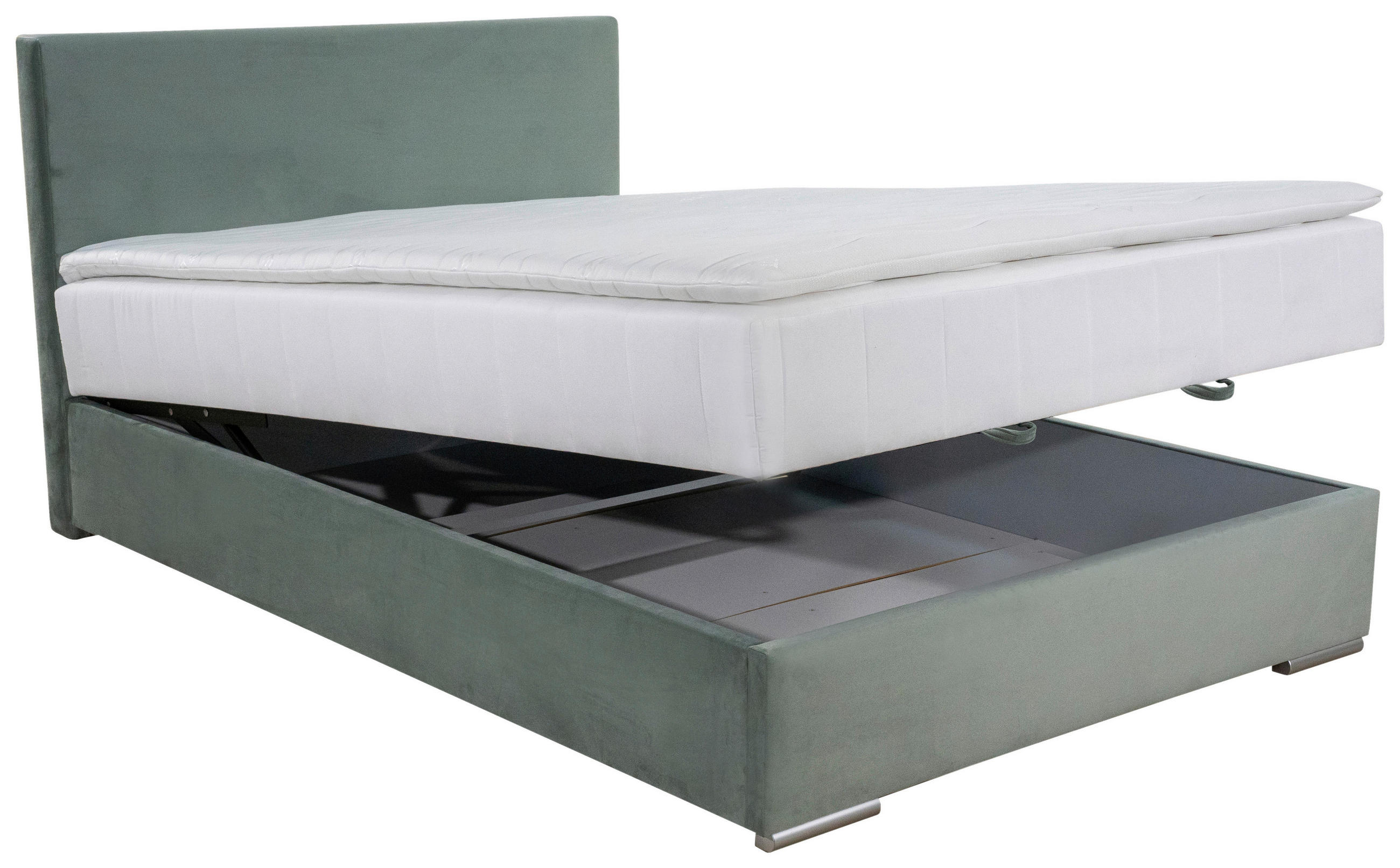 PAT BOXSPRING  verde mentă  - culoare crom/verde mentă, Modern, textil (141/98/216cm) - Carryhome