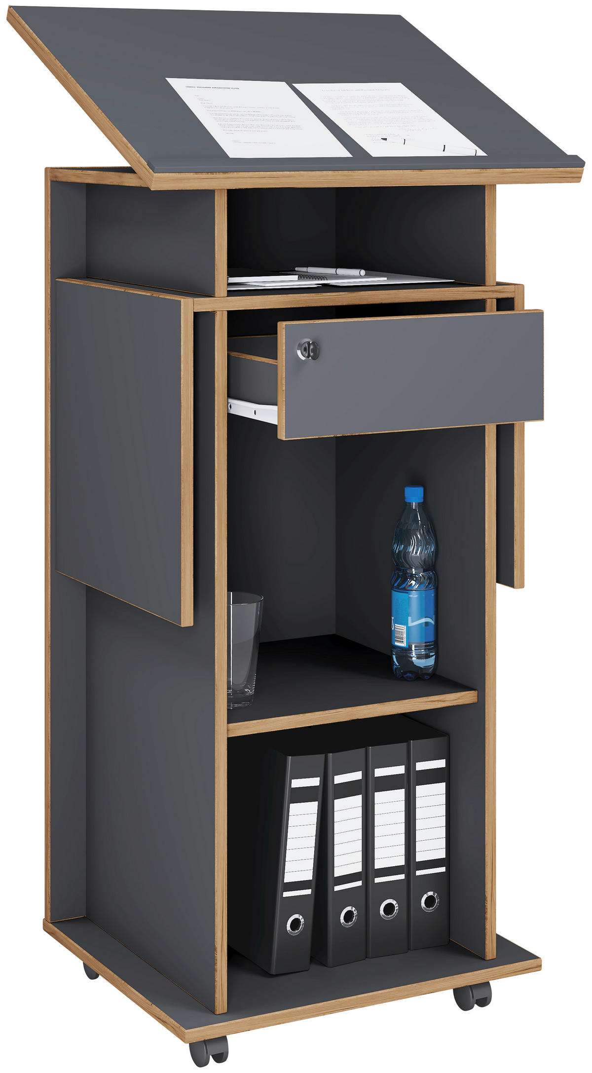 STEHPULT   - Honigeiche/Anthrazit, Design, Holzwerkstoff (123/128/44cm) - MID.YOU