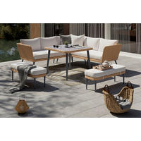 LOUNGE ÉTKEZŐGARNITÚRA 6 részes    - világosszürke/natúr színű, Modern, műanyag/textil - Ambia Garden