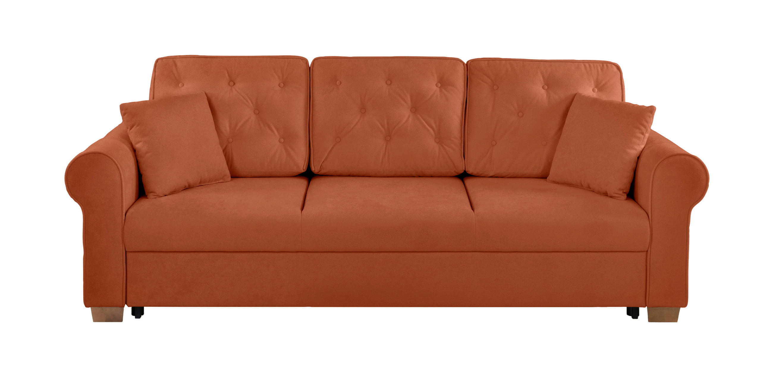SCHLAFSOFA in Bouclé Rostfarben  - Rostfarben/Buchefarben, Design, Holz/Textil (240/94/98cm) - MID.YOU