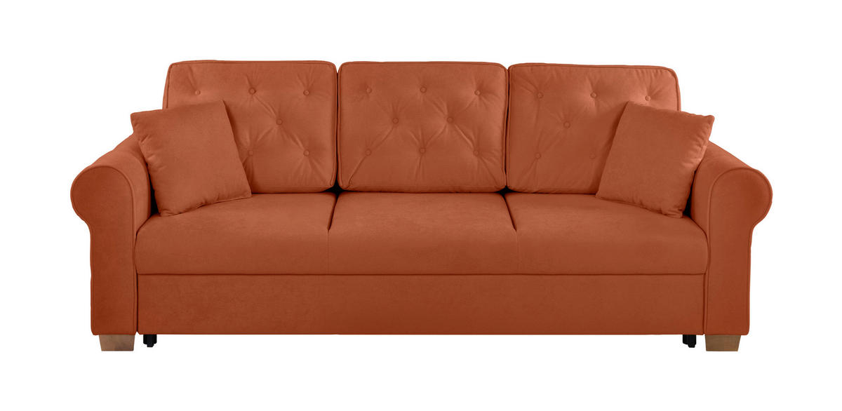 SCHLAFSOFA in Bouclé Rostfarben  - Rostfarben/Buchefarben, Design, Holz/Textil (240/94/98cm) - MID.YOU