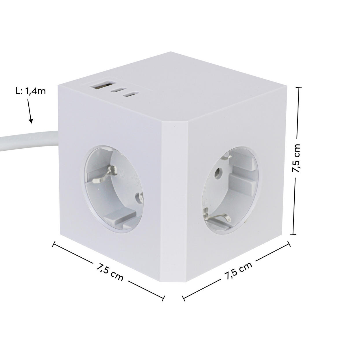 PREDLŽOVACÍ PRÍVOD – KOCKA   - biela, Basics, plast (7,5/7,5/7,5cm) - Mican