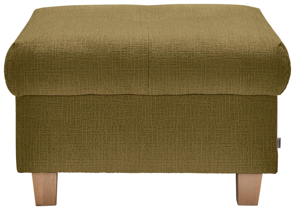 HOCKER Samt Olivgrün  - Naturfarben/Olivgrün, Design, Holz/Textil (71/46/57cm) - Venda