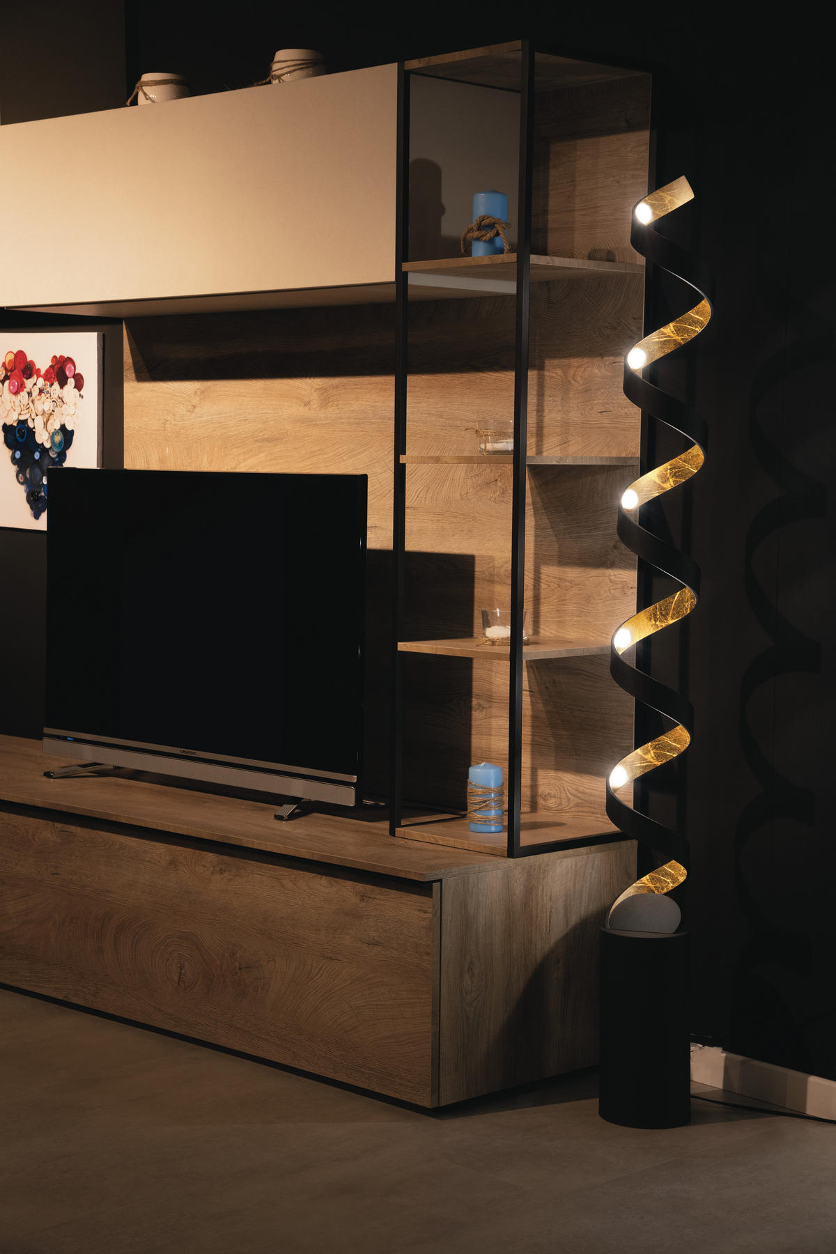 LED-STEHLEUCHTE Helix 14,5/152 cm   - Goldfarben/Schwarz, Design, Metall (14,5/152cm)