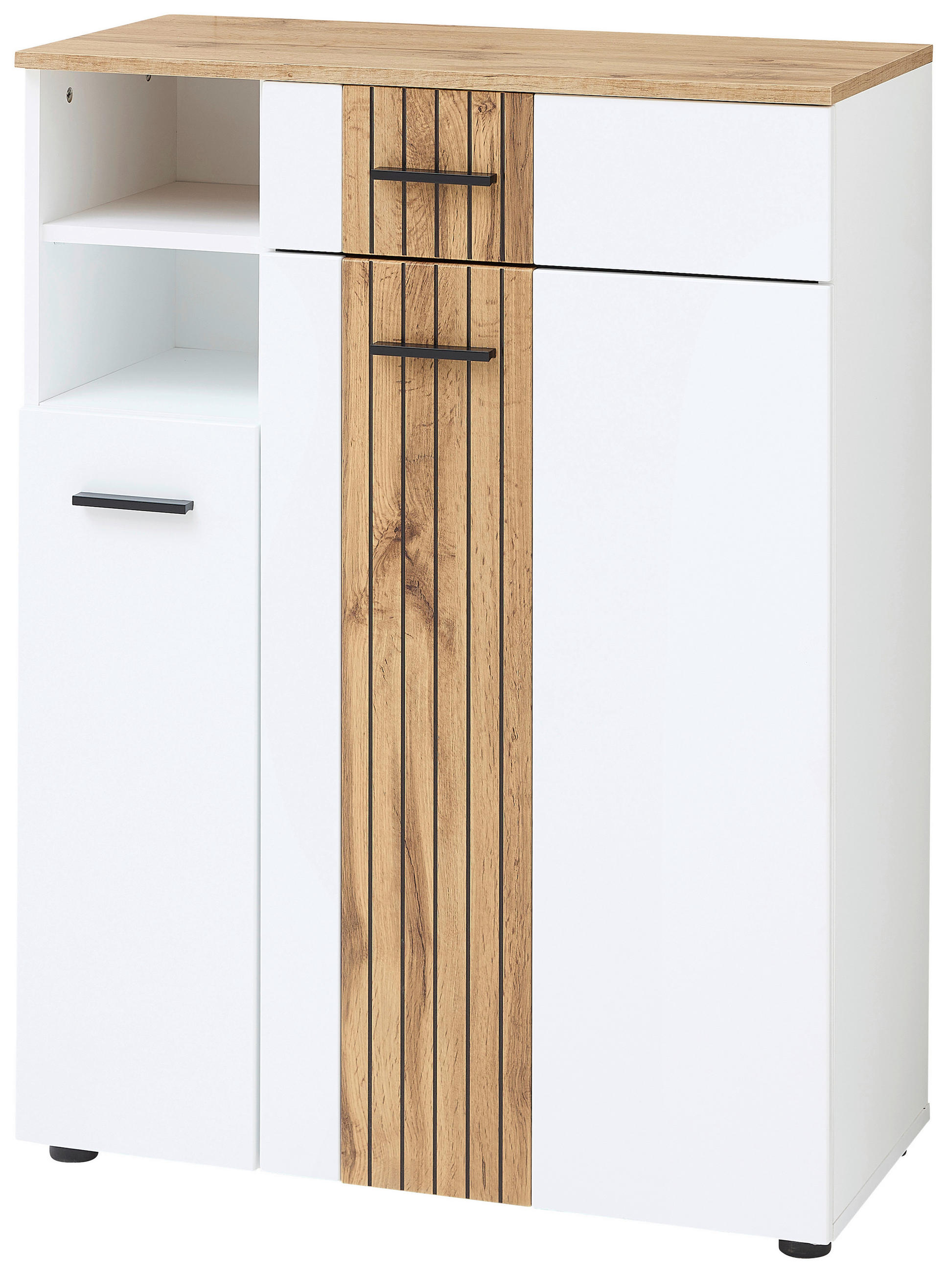 SCHUHSCHRANK Weiß, Eichefarben  - Eichefarben/Schwarz, Basics, Holzwerkstoff/Kunststoff (80/106/38cm) - Xora