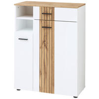 SCHUHSCHRANK Weiß, Eichefarben  - Eichefarben/Schwarz, Basics, Holzwerkstoff/Kunststoff (80/106/38cm) - Xora