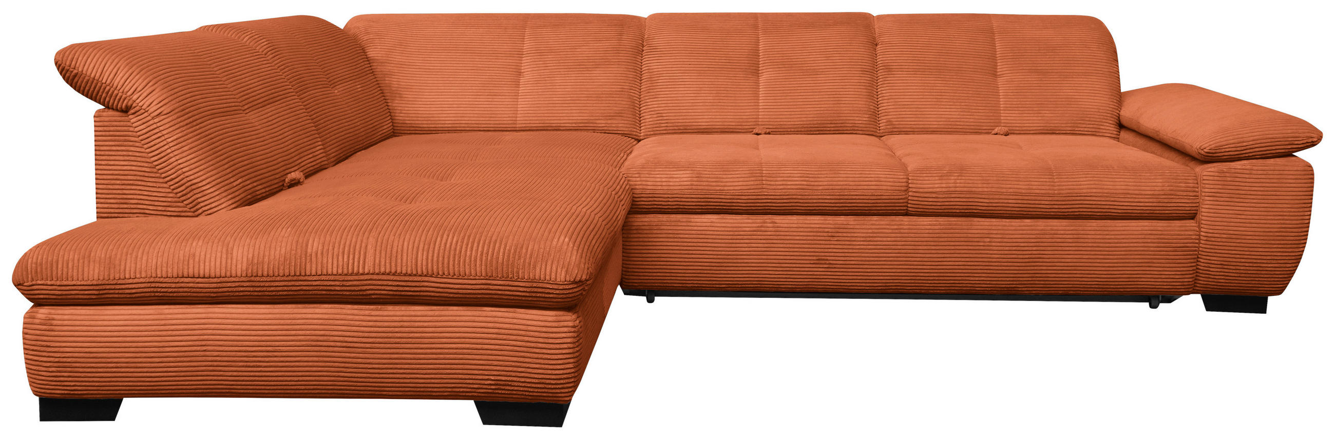 ECKSOFA Rostfarben Cord  - Rostfarben/Schwarz, Design, Textil/Metall (242/313cm) - Xora