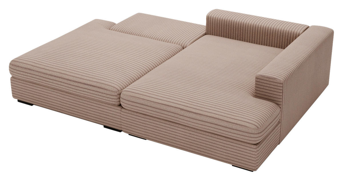 ECKSOFA in Cord Hellbraun  - Hellbraun/Schwarz, Design, Kunststoff/Textil (223/158cm) - Lomoco