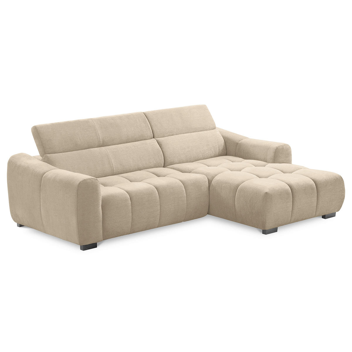 ECKSOFA  Webstoff Beige  - Beige/Schwarz, Design, Kunststoff/Textil (274/177cm) - Livetastic