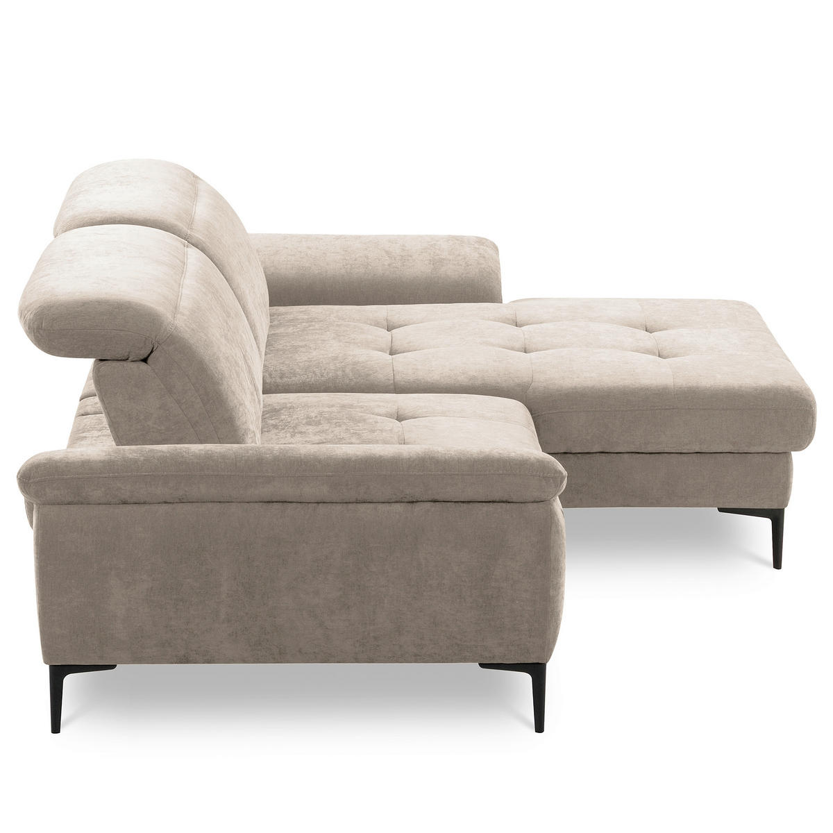 ECKSOFA  Webstoff Taupe  - Taupe/Schwarz, Design, Textil/Metall (268/195cm) - Livetastic