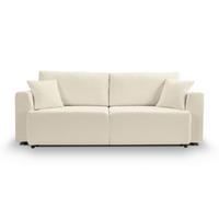 SCHLAFSOFA POINT  mit Liegefunktion, Schlafen auf Sitzhöhe Webstoff Creme  - Creme/Schwarz, Basics, Kunststoff/Textil (250/95/99cm) - MID.YOU