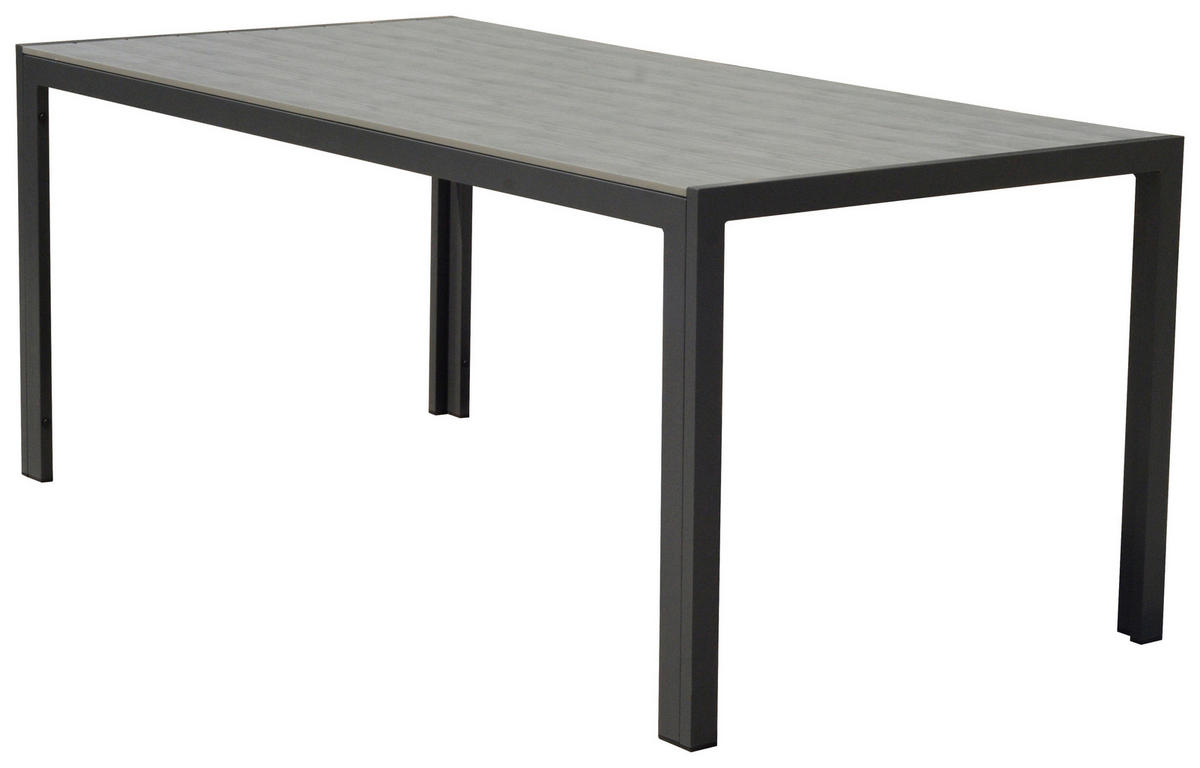GARTENTISCH Metall, Kunststoff Grau, Dunkelgrau rechteckig  - Dunkelgrau/Grau, KONVENTIONELL, Kunststoff/Metall (180/90/74cm) - Ambia Garden