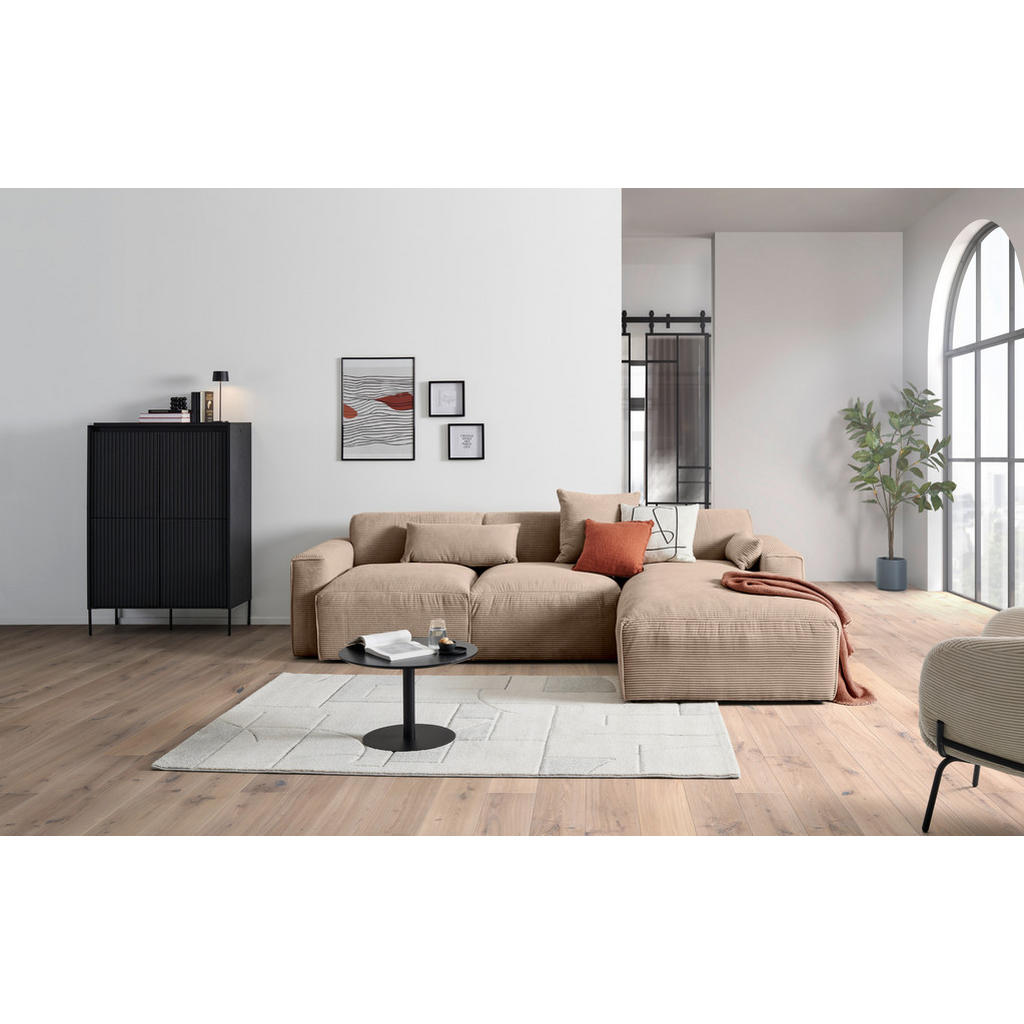 Thumbnail - Livetastic Ecksofa, Hellbraun, Textil, Füllung: Schaumstoff, Ottomane rechts, L-Form, 303x196 cm, Made in EU, Rücken ech...
