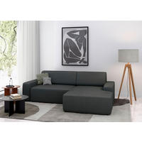 ECKSOFA in Struktur Anthrazit  - Anthrazit/Schwarz, Modern, Kunststoff/Textil (246/162cm) - Trendmanufaktur