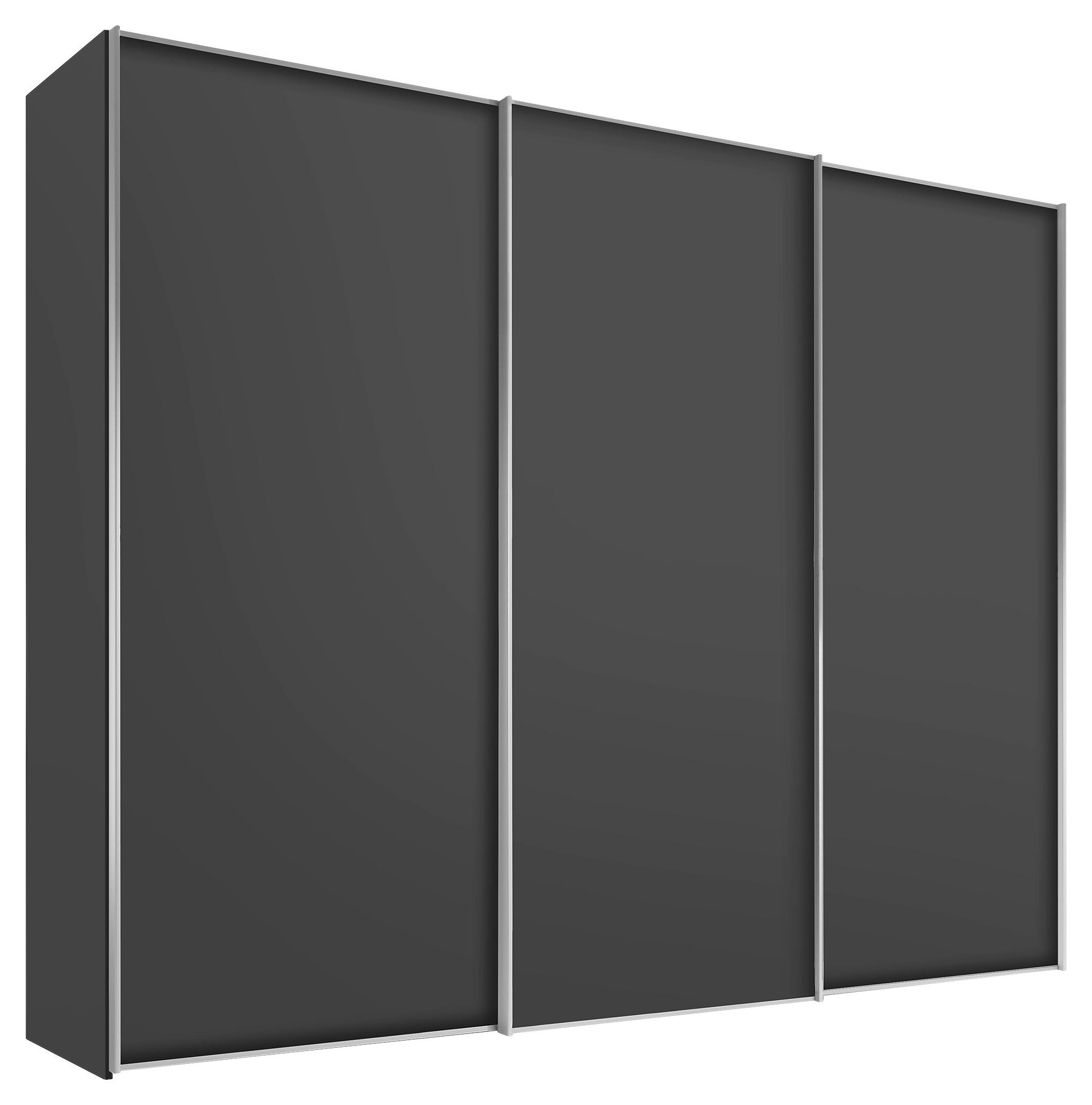 SCHWEBETÜRENSCHRANK 298/222/68 cm 3-türig Anthrazit  - Anthrazit/Alufarben, Design, Holzwerkstoff/Metall (298/222/68cm) - Moderano
