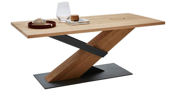ESSTISCH Kerneiche vollmassiv rechteckig Anthrazit, Eichefarben - Eichefarben/Anthrazit, Natur, Holz/Metall (190/95/76cm) - Valnatura