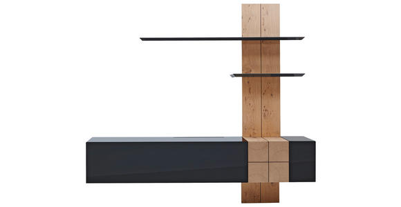 WOHNWAND 215/200/42 cm in Eichefarben, Dunkelgrau - Eichefarben/Dunkelgrau, Design, Holz/Holzwerkstoff (215/200/42cm) - Ambiente