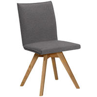 STUHL Samt  - Eichefarben/Grau, Konventionell, Holz/Textil (60/91/61cm) - Moderano