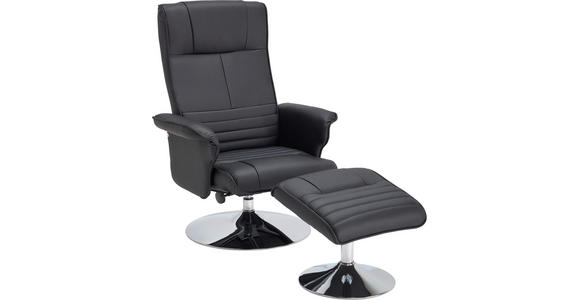 RELAXSESSELSET Lederlook - Chromfarben/Schwarz, Design, Textil/Metall (77/95-111/81-117cm) - Cantus