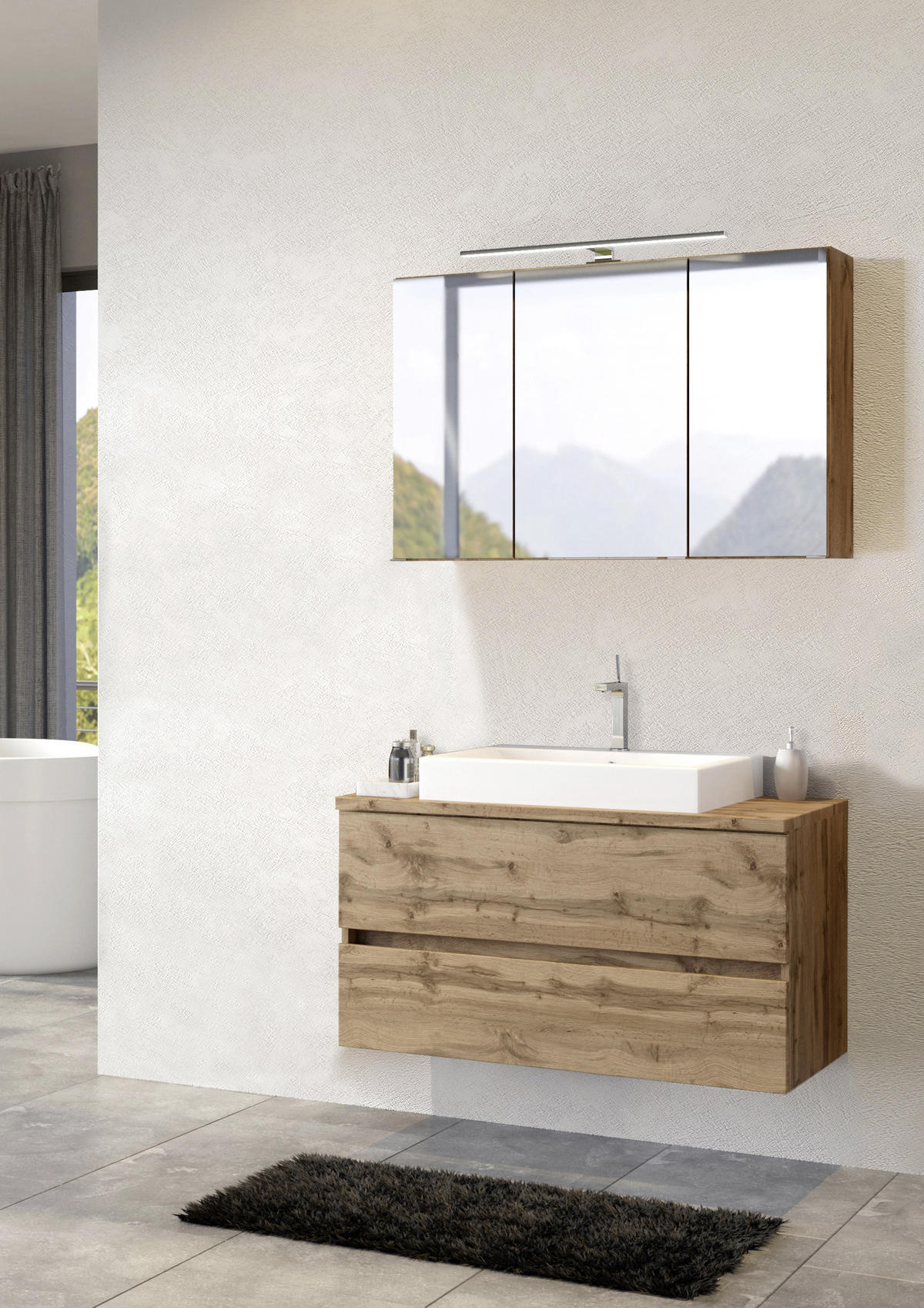 HELD Badezimmer mit Spiegelschrank & Waschbecken | Vorratsschränke