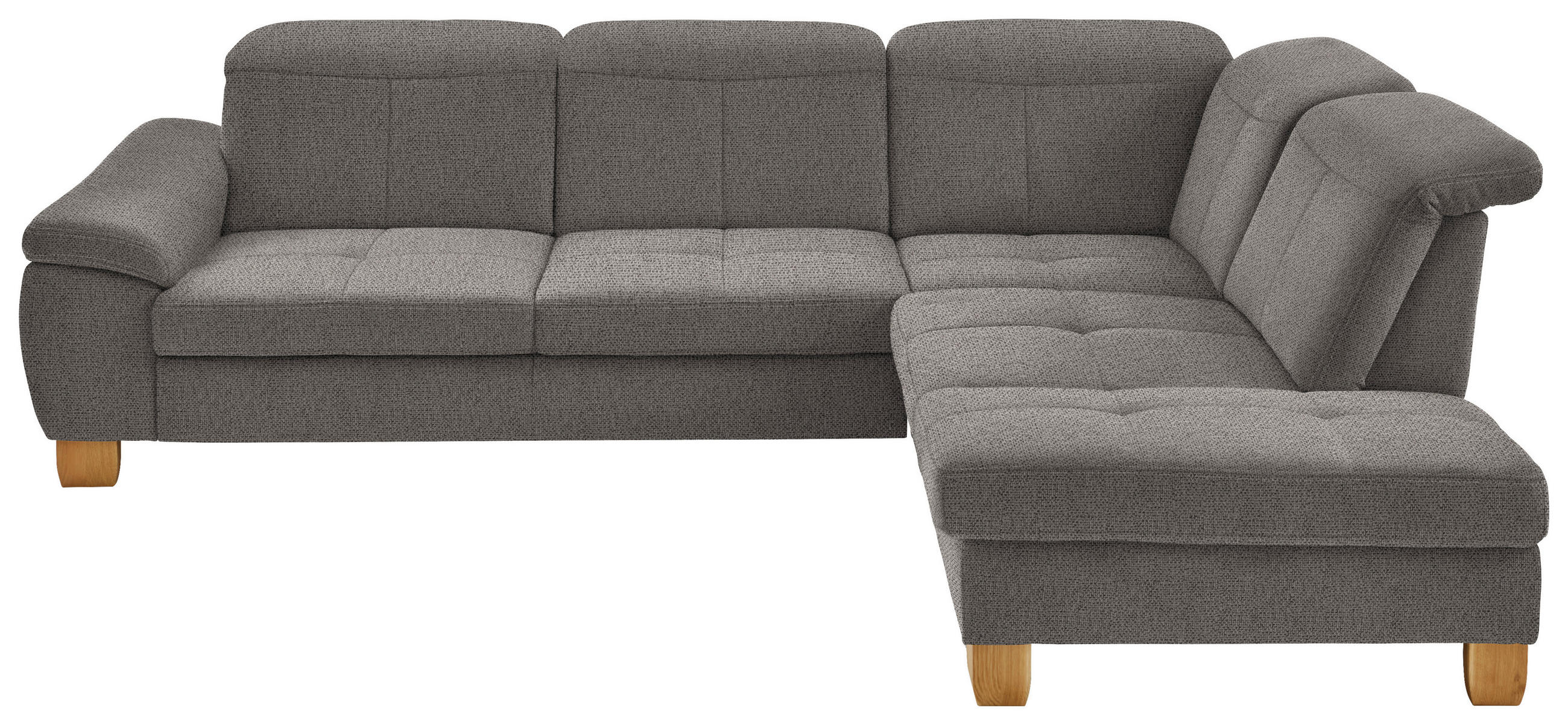 ECKSOFA in Flachgewebe Braun  - Wildeiche/Braun, Natur, Holz/Textil (301/243cm) - Voleo