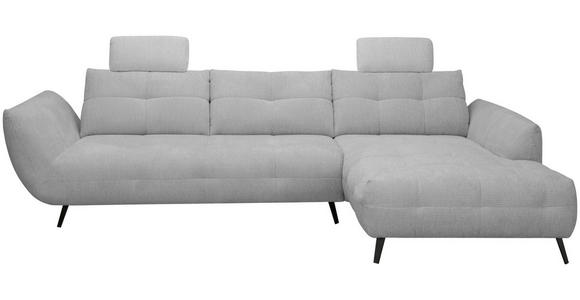 ECKSOFA Grau Chenille Armlehnenkissen, Rücken echt, Sitztiefenverstellung  - Schwarz/Grau, KONVENTIONELL, Textil/Metall (313/215cm) - Hom`in