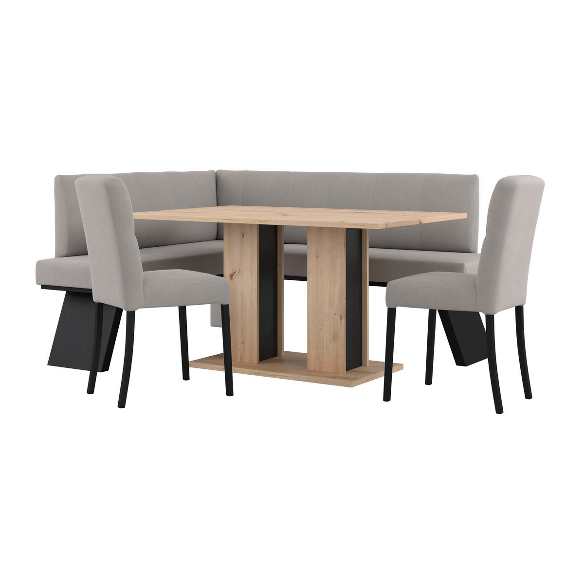 ECKBANK 150/185 cm Webstoff Beige   - Beige/Schwarz, KONVENTIONELL, Textil (150/185cm)